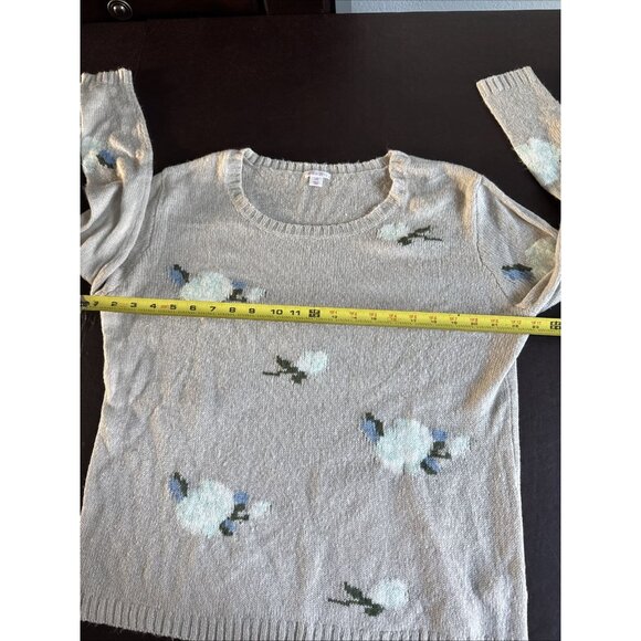 Xhilaration Womens Beige Sweater W/ Floral Pattern L/G - Picture 6 of 8